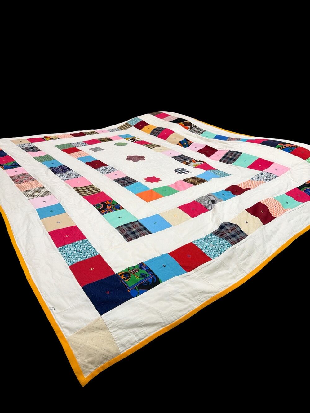 Vintage Handmade Folk Art Patchwork Quilt Hand Quilted Memory Quilt 68x84
